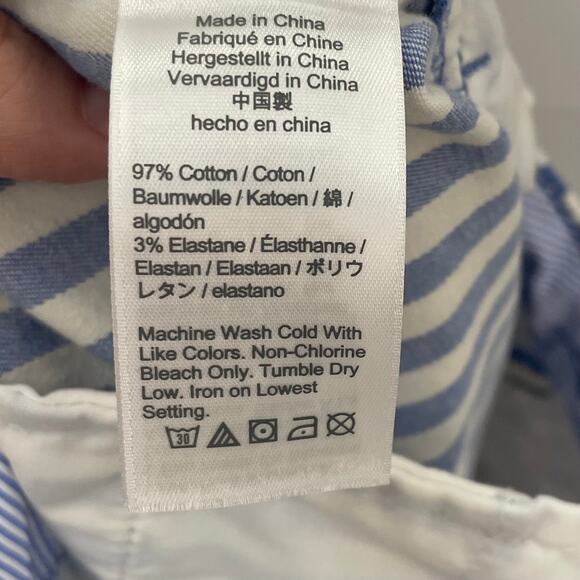 J. Crew 2023 12 4” Stretch Chino Short Stripe Blue / White BQ797 - Picture 4 of 6